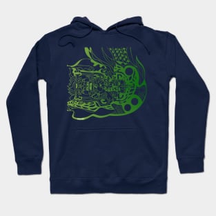 green light astronaut in mayan ship arts Hoodie